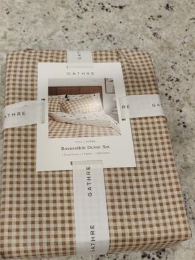 New!Y2K Reversible Plaid Striped duvet  Set Gingham Retro Inspired Lightweight
